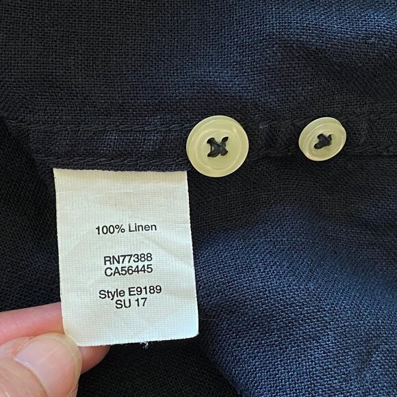 J.Crew Mens Slim Fit 100% Linen Camp Shirt SIze S Navy Short Sleeve Button-Down - Picture 7 of 10